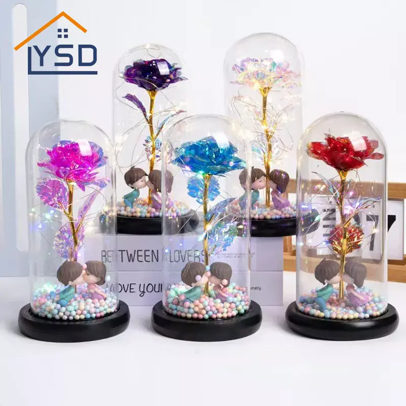 バレンタインデーのガラスドームの花